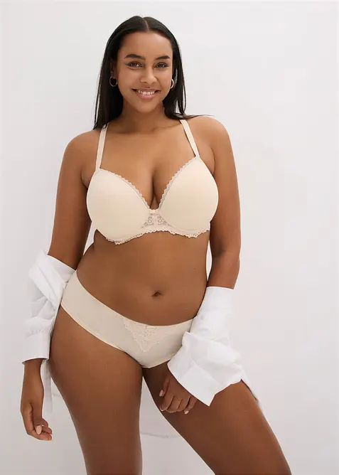 Reggiseno con coppe preformate e pizzo delicato (pacco da 2), bonprix