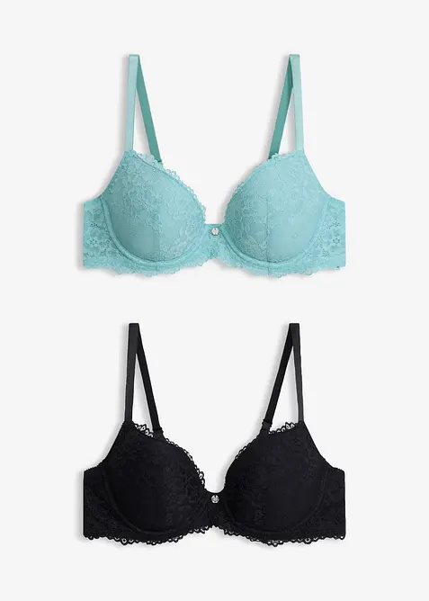 Reggiseno push-up in pizzo delicato (pacco da 2), bonprix