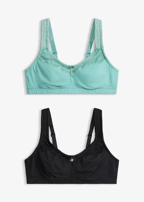 Reggiseno senza ferretto con cotone (pacco da 2), bonprix