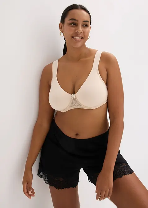 Reggiseno t-shirt con ferretto, cotone e pizzo (pacco da 2), bonprix
