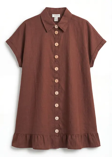 Camicetta lunga oversize in misto lino, bonprix