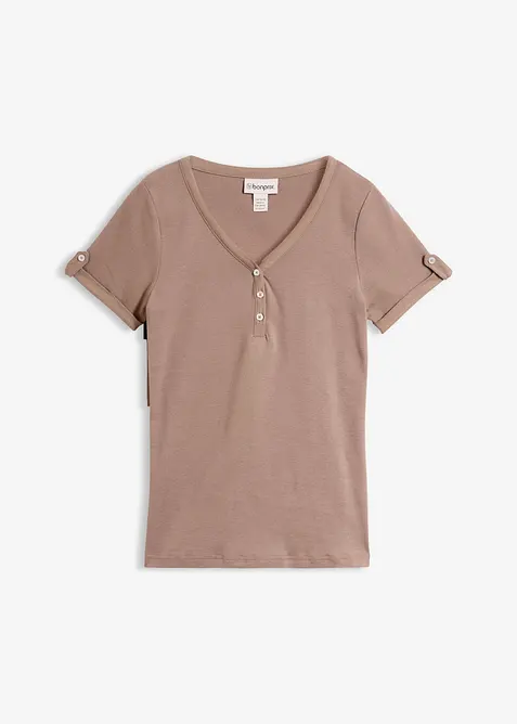 Maglia serafino in puro cotone a costine, bonprix