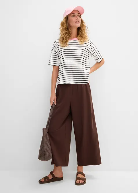Pantaloni cropped elasticizzati in cotone biologico, bonprix