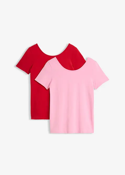 T-shirt con ampia scollatura rotonda dietro (pacco da 2), bonprix