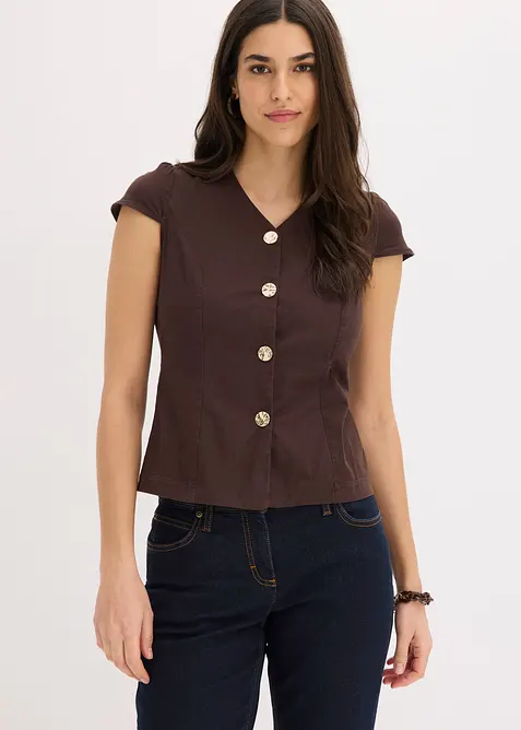 Blusa in cotone a maniche corte, bonprix