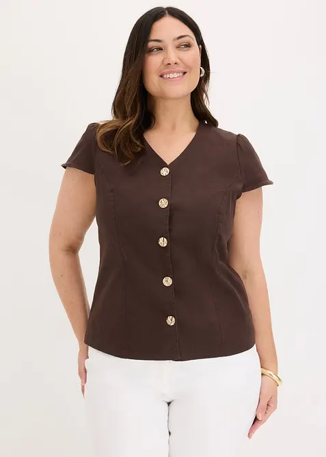 Blusa in cotone a maniche corte, bonprix