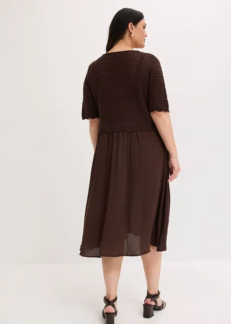 Abito con corpino in maglia traforata integrato, bonprix