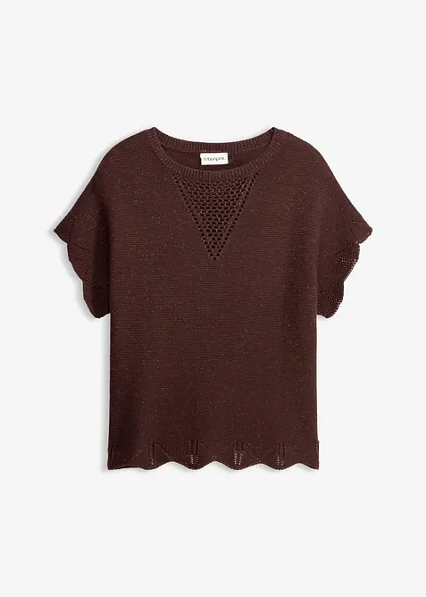 Maglione a maniche corte con filato glitterato, bonprix