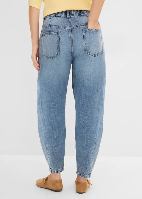 Jeans barrel cropped, vita alta, bonprix