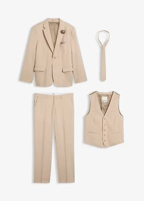 Abito da sposo con gilet e cravatta, regular fit (set 4 pezzi), bonprix
