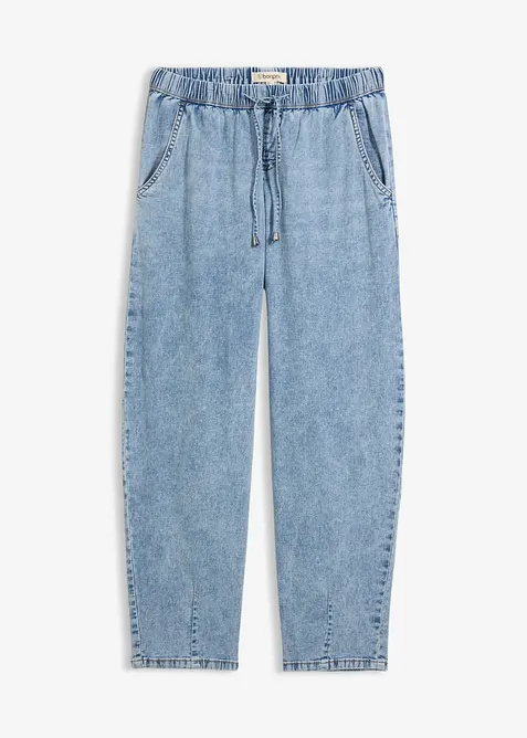 Jeans barrel shape con comodo elastico, vita media, bonprix