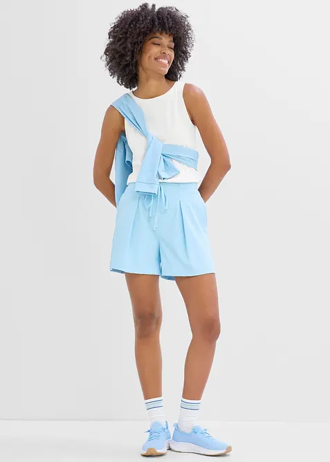 Shorts sportivi ultraleggeri con pieghe decorative, asciugatura rapida, bonprix
