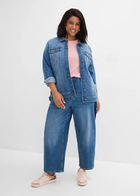 Jeans cropped a palloncino, vita alta, bonprix