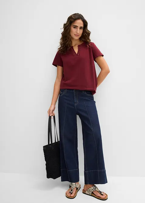 Maglia in cotone con scollo particolare, bonprix
