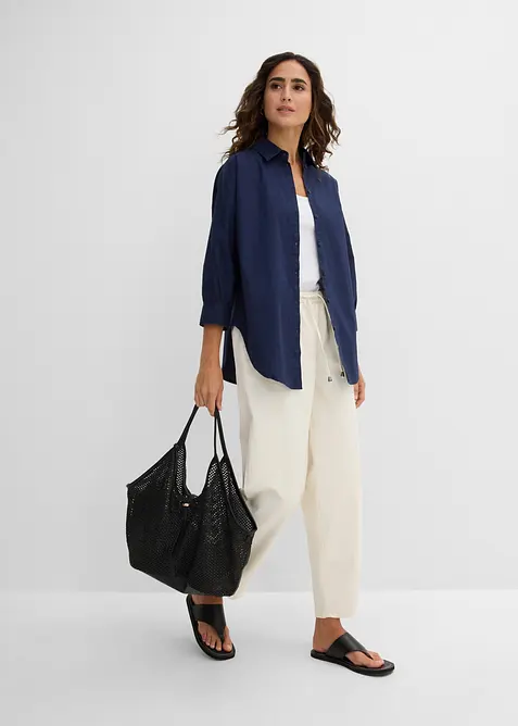 Camicetta oversize in cotone con maniche a 3/4, bonprix