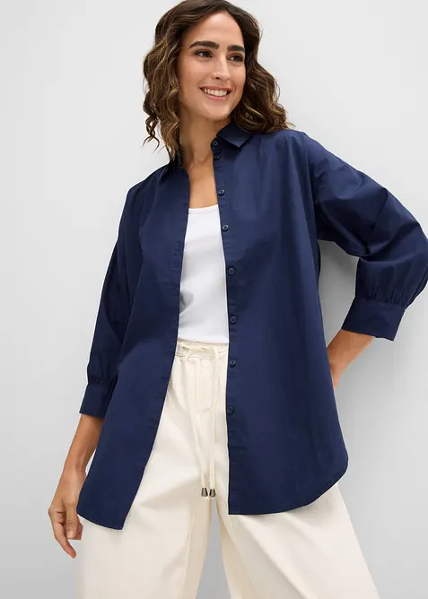 Camicetta oversize in cotone con maniche a 3/4, bonprix