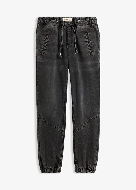 Jogger di jeans elasticizzati, vita media, bonprix