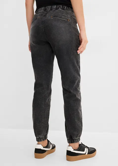 Jogger di jeans elasticizzati, vita media, bonprix