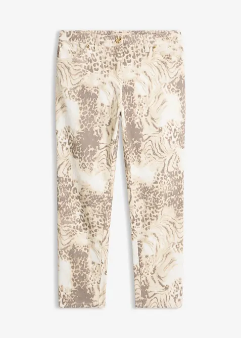 Pantaloni cropped elasticizzati a fantasia, bonprix