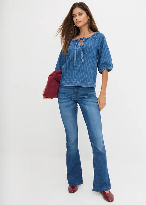 Jeans bootcut elasticizzati, vita media, bonprix