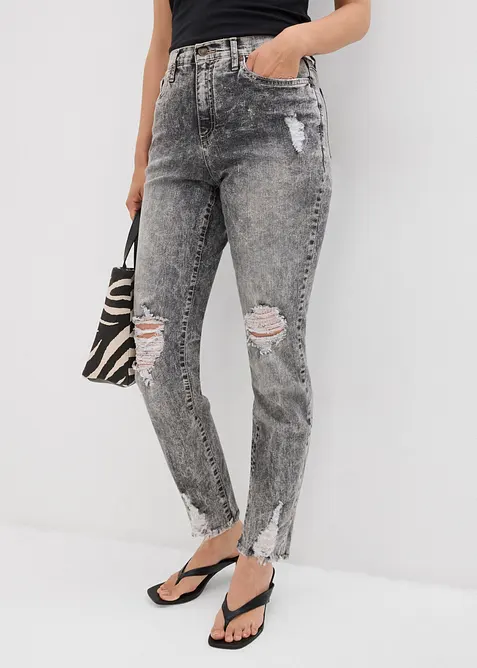 Mom jeans con effetto sdrucito, bonprix