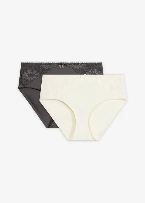 Slip alto con pizzo (pacco da 2), bonprix