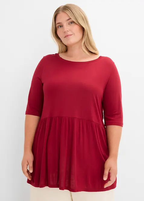 Maglia lunga in viscosa con balza, bonprix
