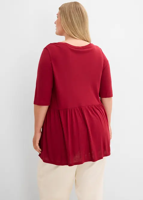 Maglia lunga in viscosa con balza, bonprix