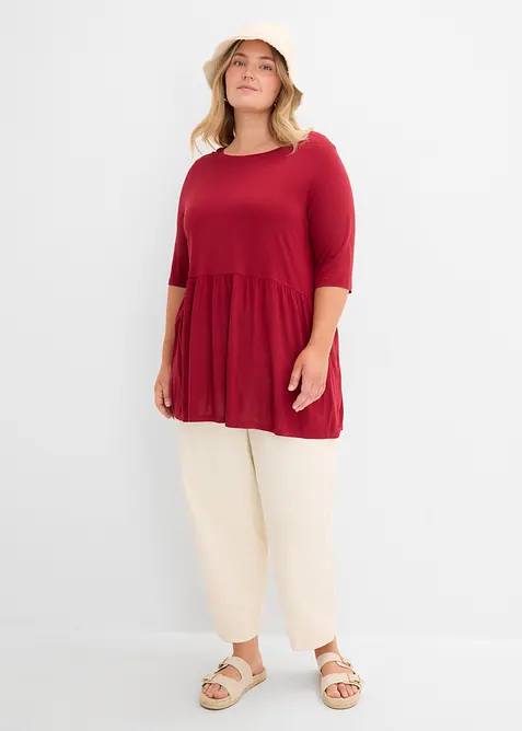 Maglia lunga in viscosa con balza, bonprix