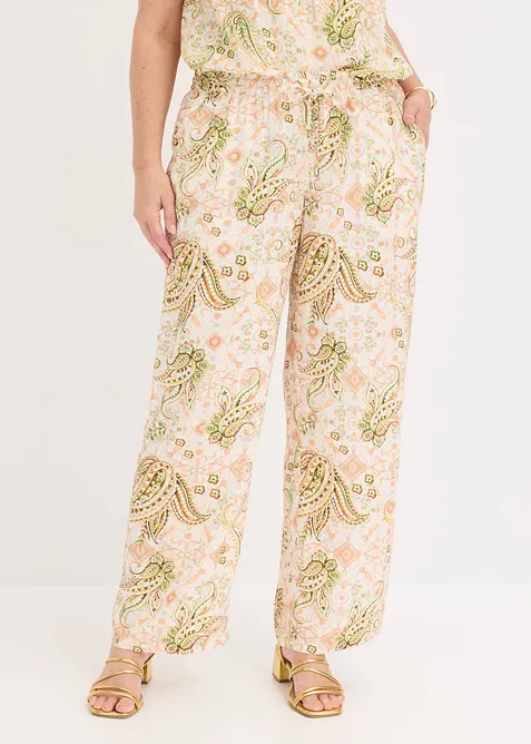 Pantaloni con elastico in vita in fantasia paisley, bonprix