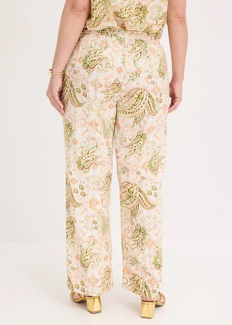 Pantaloni con elastico in vita in fantasia paisley, bonprix