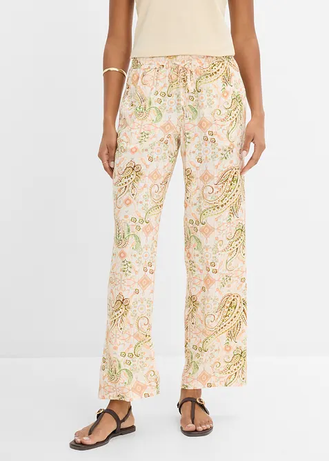 Pantaloni con elastico in vita in fantasia paisley, bonprix
