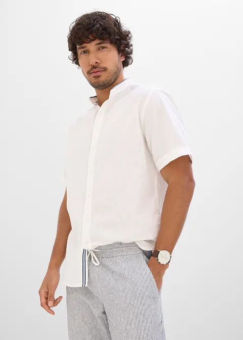 Camicia a maniche corte in misto lino vaporoso, bonprix