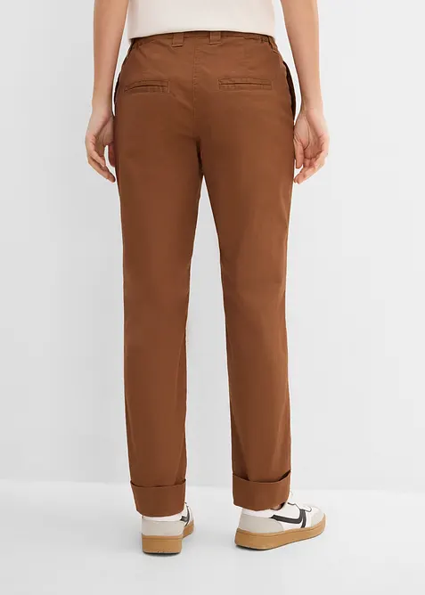 Pantaloni chino alla caviglia in misto cotone elasticizzato, bonprix