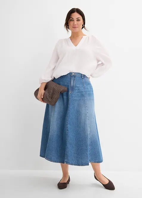 Gonna di jeans leggera con vita regolabile, bonprix
