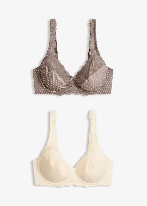 Reggiseno con ferretto e pizzo delicato (pacco da 2), bonprix