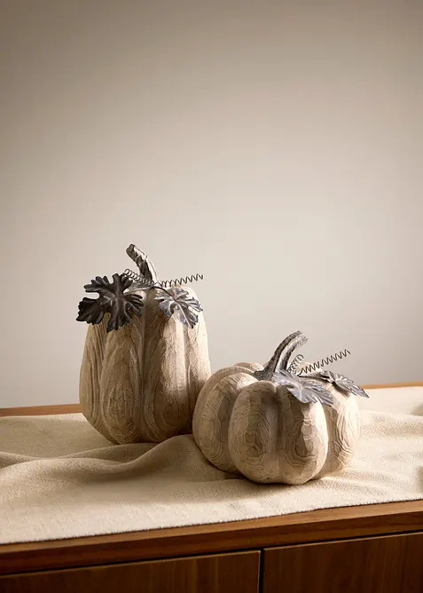 Soprammobile a forma di zucca effetto legno (set 2 pezzi), bonprix