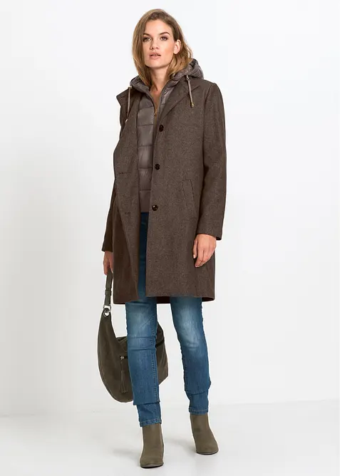 Cappotto corto in simil lana con effetto 2 in 1, bonprix