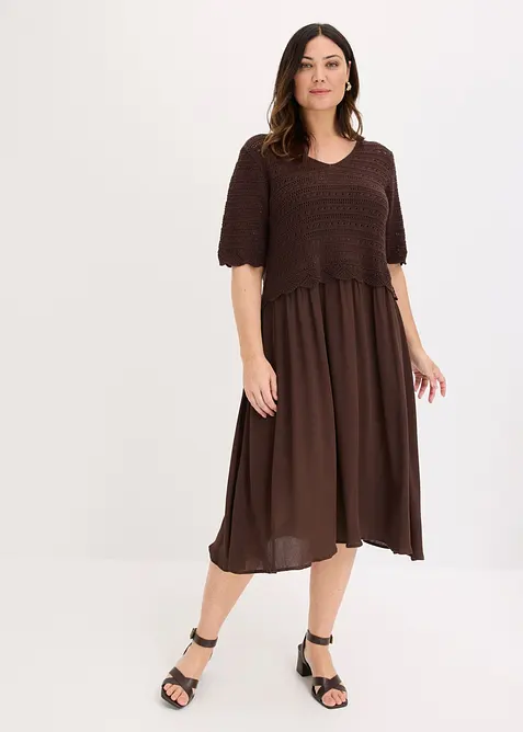 Abito con corpino in maglia traforata integrato, bonprix