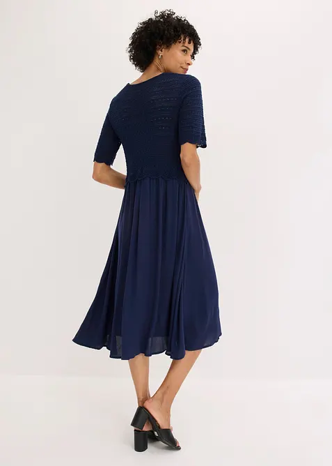 Abito con corpino in maglia traforata integrato, bonprix