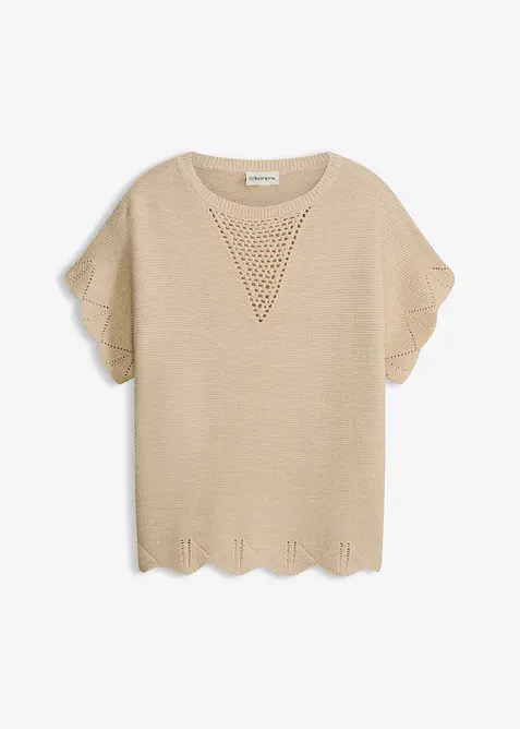 Maglione a maniche corte con filato glitterato, bonprix