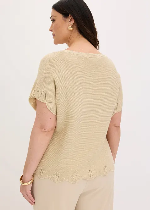 Maglione a maniche corte con filato glitterato, bonprix