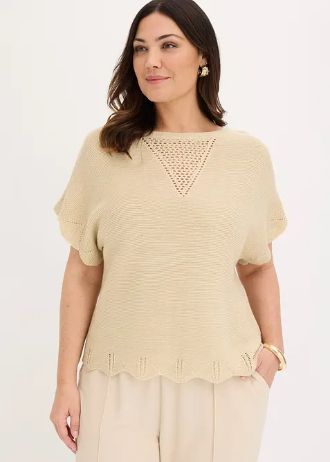 Maglione a maniche corte con filato glitterato, bonprix