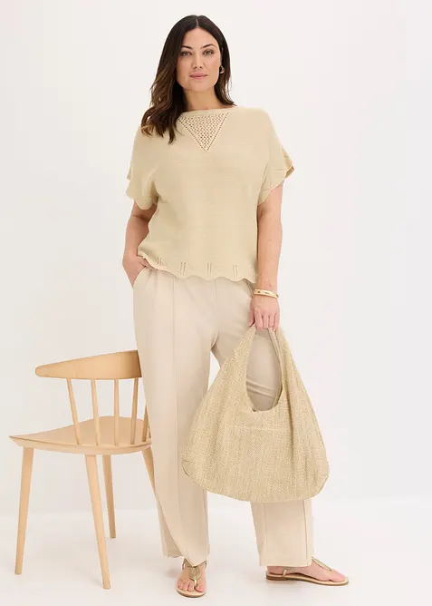 Maglione a maniche corte con filato glitterato, bonprix