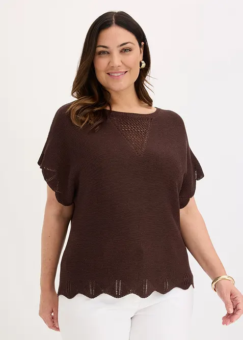 Maglione a maniche corte con filato glitterato, bonprix