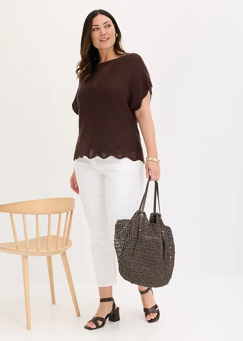 Maglione a maniche corte con filato glitterato, bonprix