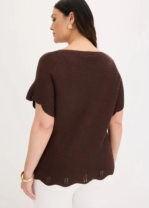 Maglione a maniche corte con filato glitterato, bonprix
