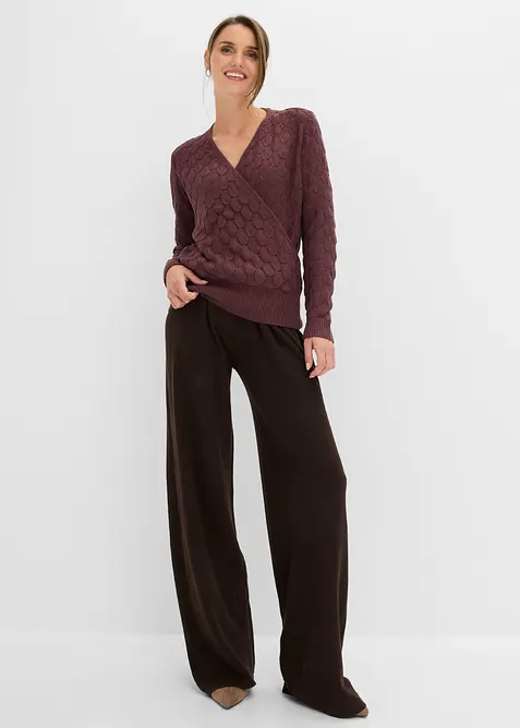 Maglione traforato con effetto a portafoglio, bonprix
