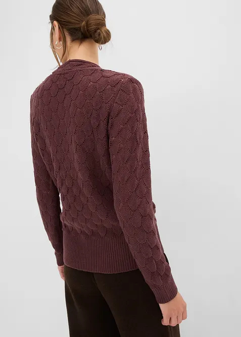 Maglione traforato con effetto a portafoglio, bonprix