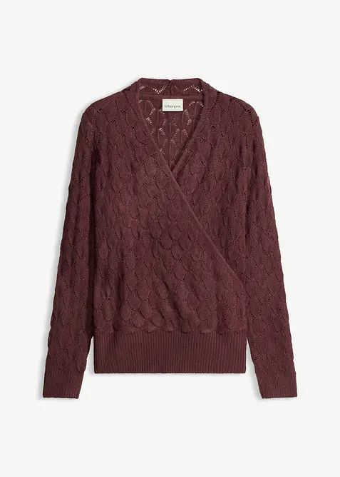 Maglione traforato con effetto a portafoglio, bonprix